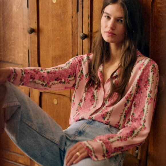 Sezane Annie Shirt English Flowers - Size 2 - Picture 2 of 6